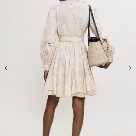 Maje Rebelia Floral Cotton Shirt Dress In Pink Flower - Picture 5 of 8